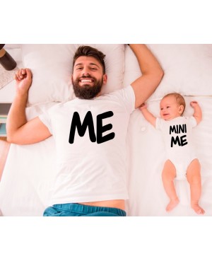 Body bébé Mini me et Tshirt Me pour homme - Cadeau pour papa et fils
