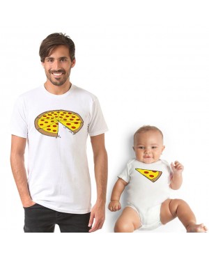 Body bébé et Tshirt Papa Pizza Time - Ensemble Père bébé cadeau